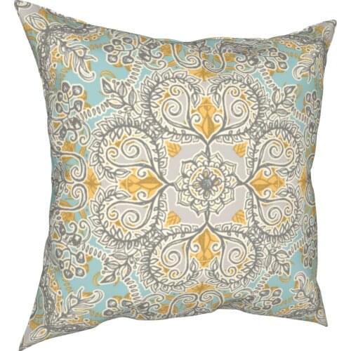 Gypsy Floral In Neutrals Pillowcase Printed Polyester Cushion Cover Decorations Vintage Boho Bohemian Throw Pillow Case 45*45cm