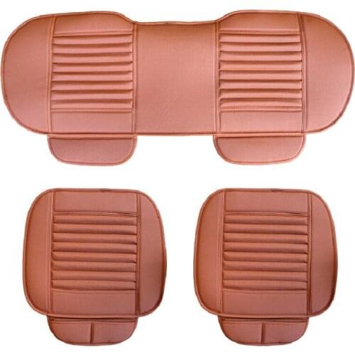 DERMAY 3PCS/Set Universal Faux Leather Car Seat Cover 4Colors (2PCS Front Cover+ 1PC Back Long Cover) Buckwheat inside