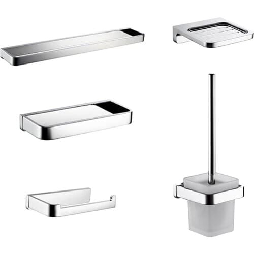 Paper Holder Bathroom Rack Towel Bar Hanger Chrome Polished Stainless Steel Robe Hook Soap Dish Bath Organizer Towel Shelf