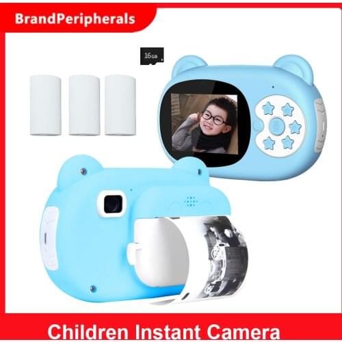 Children Instant Print Camera 2.4 Inch Screen 12MP Camera Photo Selfie 1080P FHD Video Thermal Inkless Printing with 16GB Card
