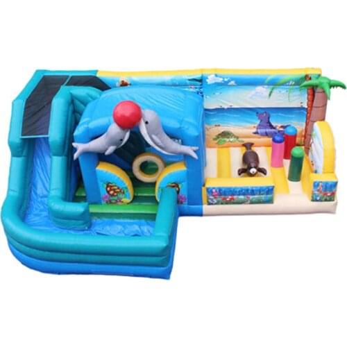 Kids inflatable combo trampoline bouncer slide house,inflatable jumping bed kids fun city YLW-TC50