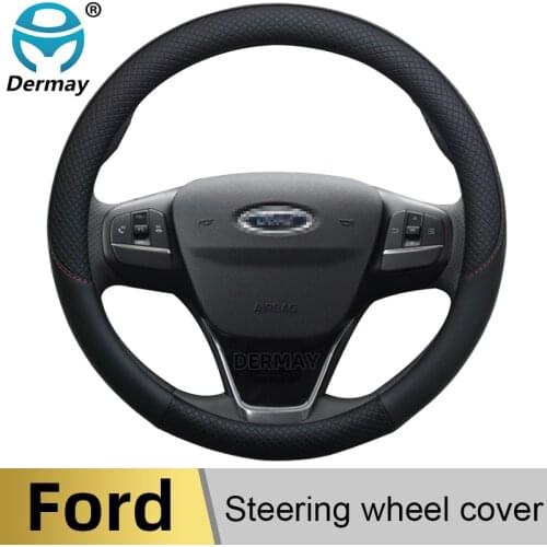For Ford Mondeo MK5 MK4 MK3 MK2 MK1 Car Steering Wheel Cover Leather Anti-slip 100% DERMAY Brand Auto Accessories