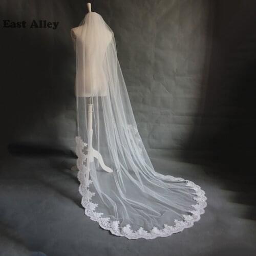 Elegant Wedding Accessories Long 2M Wedding Veil Lace Bridal Veil with Comb veu de noiva longo