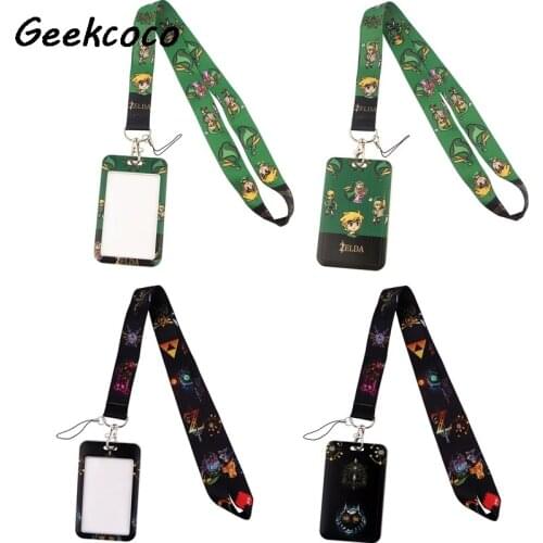 J2455 Cartoon Game Card Holder ID Holder Man Woman Bus Card Holder Staff Card With Lanyard