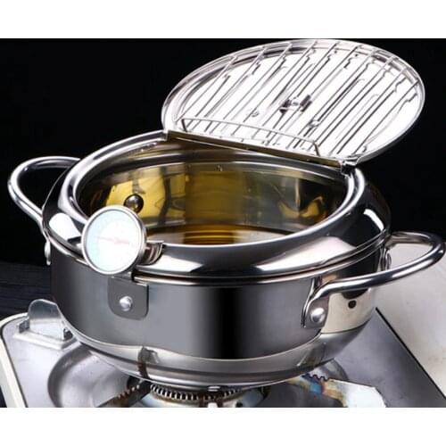 MOMs HAND Kitchen Deep Frying Pot Thermometer Tempura Fryer Pan Temperature Control Fried Chicken Pot Cooking Tools