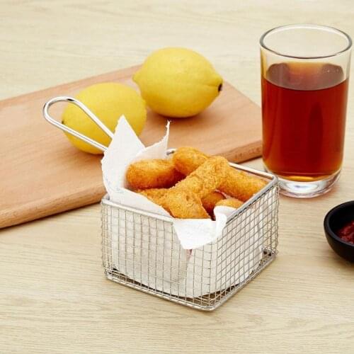 Square Fried Filter French Fries Chicken Snack Stainless Steel Basket