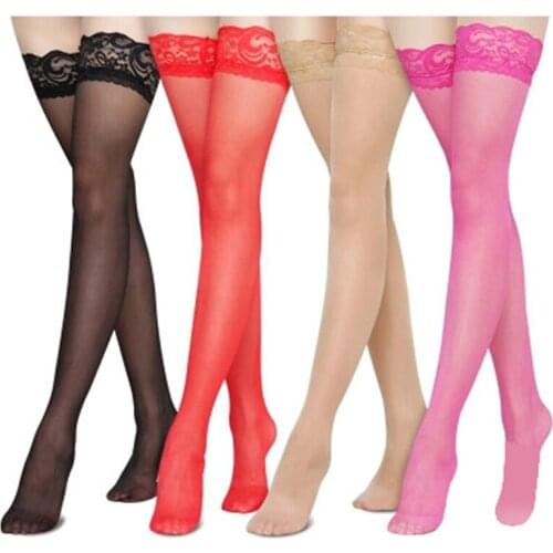 Summer Womens Sexy Stocking Sheer Lace Top Thigh High Stockings Nets For Women Female Stockings Knee High Socks Lace Long Socks