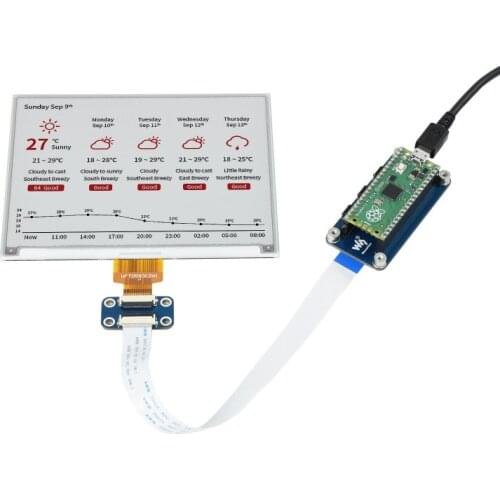 Tri-Color 5.83inch E-Paper E-Ink Display Module for Raspberry Pi Pico, 648×480 Resolution, Eye Care, No Bluelight