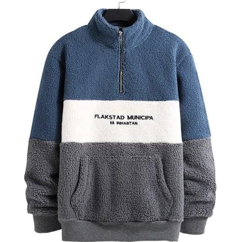 Men Cool Hoodies Autumn And Winter Thicken Warm Patchwork Sweatshirt Tracksuit Casual Top