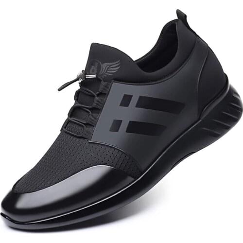 2021 Mens Shoes Quality Lycra+ Cow Leather Shoes Brand British Shoes New Summer Black Man Casual Height Shoes Zapatos Hombre
