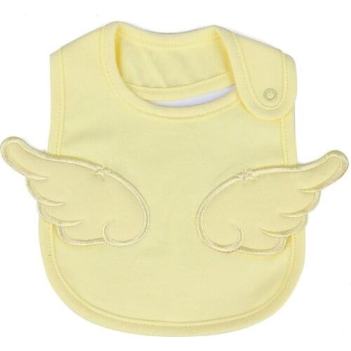 Newborn Bibs Angel Wings Baby Bandana Bibs White Cotton Burp Cloth Pink Cute Boy Girl Bib For Infant Toddler Feeding