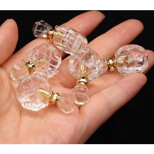 New Style Natural Stone Perfume Bottle Pendant Section White Crystal For Jewelry Making Charms DIY Necklace Accessory