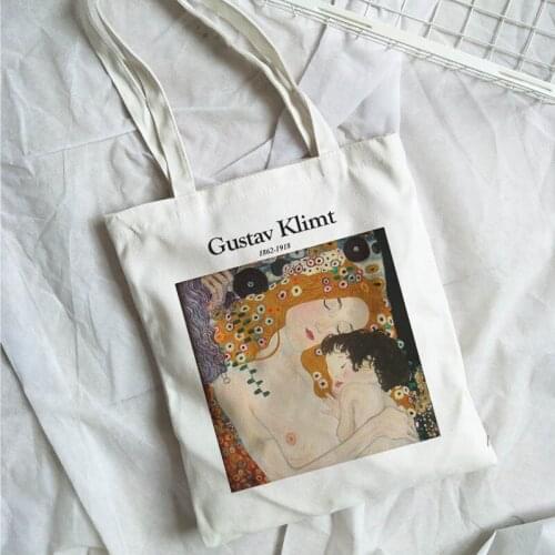 Gustav Klimt summer new female casual Harajuku high-capacity canvas art print fun fashion college Vintage shoulder bags