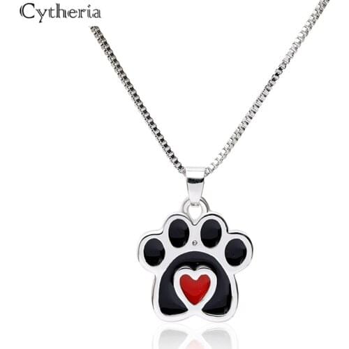 Charm Paw Prints Heart Pendants Necklaces Cute Heart Choker Necklace For Women Female collares