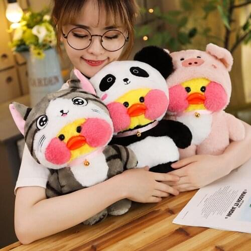 30cm Kawaii Lalafanfan Duck Plush Toy Stuffed Animals Yellow Duck Turn into Totoro Unicorn Pig Panda Toys for Girls Kids Gift