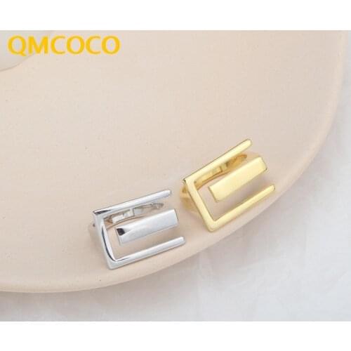 QMCOCO 925 Silver Geometric Hollow U-shaped Ring Female Retro Fashion Open Punk Classic Creativity Jewelry Party Gift