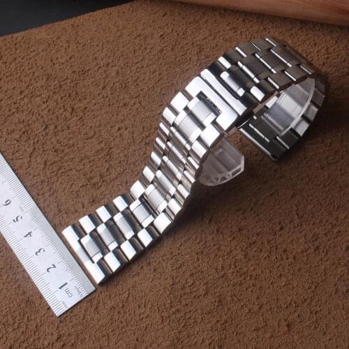 22mm 24mm 26mm 28mm 30mm Watchband Stainless steel silver polished watches strap bracelets butterfly buckle deployment big size