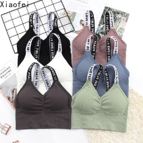 Sexy Letter Women Thread Sports Underwear Girls Yoga Tops Sport Bra Fitness Breathable Yoga Running Sport Bra Cotton Tops