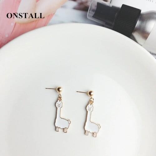 Cartoon alpaca earrings , alloy drop oil ins Tiny llama earrings Alpaca Gift, Dainty Earrings, Minimalist Earrings, Womens Gift