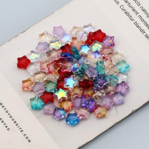 Mixed Colors Star Shape 8mm Glass Loose Beads For Jewelry Making Handmade Necklace Bracelet DIY Beadwork 10/20/30/40/50pcs