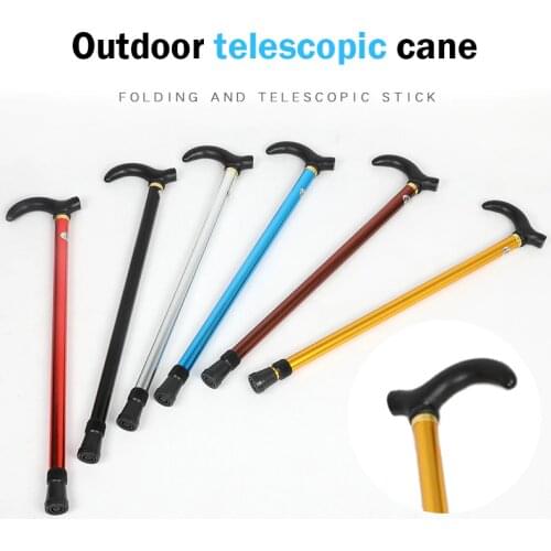 Telescopic Cane 2 Sections Hiking Tourism for Climbing Elderly Equipment Lightweight Walking Trusty Sticks Protectors Tool M2