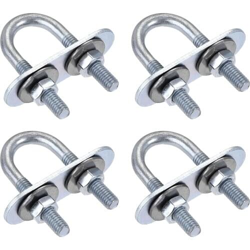 Uxcell Round U-Bolt 0.63"(16mm) Inner Width 46mm Length Steel M6 with Nut, Plate, Washer 4 Sets