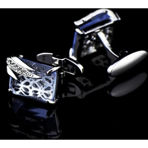 Light Blue White Zircon Crystal Cufflinks French Cuff links wholesale Mens Shirt Metal Cufflinks Jewelry Clothing Accessories