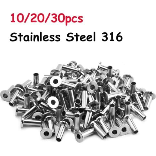 316 Stainless Steel Protective Protector Sleeves for 1/8" Cable Railing Kits for Home or Garden Wood Posts and Balustrade Marine