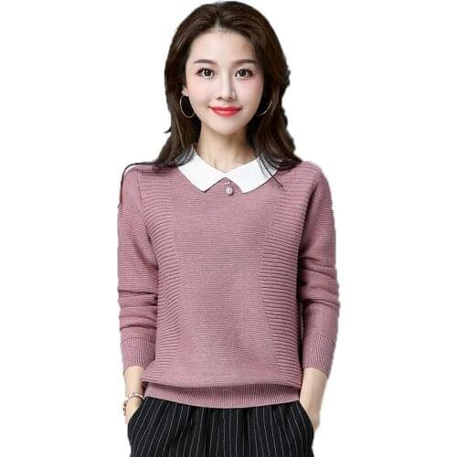 Blusas Feminina 2020 New Korean Spring Autumn Women Pink Cute Sweet Stitching Shirt Female Thin False Two Pieces Female A2648