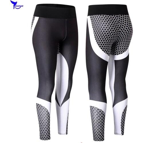 Patchwork Printed High Waist Women Compression Yoga Pants Running Leggings Dry Fit Training Trousers Gym Fitness Tights Clothing