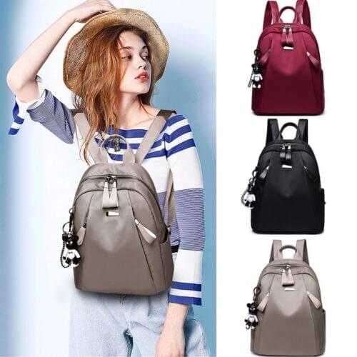 2019 Women PU Leather Backpack Shoulder Travel Ring Chain Medium Bag Rucksack Satchel New Fashion