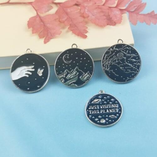 10 Pcs Black fantasy starry sky Enamel Charms Beads For Jewelry Making Diy Earring Pendant Necklace Bracelet Accessories