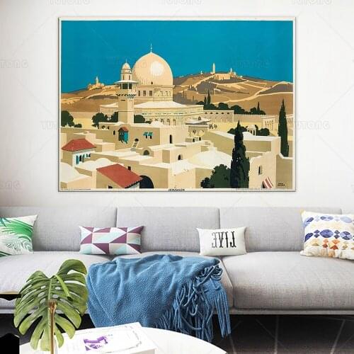 1929 Jerusalem Israel Palestine Vintage Travel Advertisement Art Poster print wall painting canvas for living room home decor