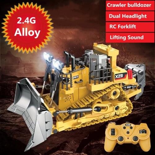 2.4G RC Crawler Bulldozer 9CH Drving Engineering Transport Vehicle With Lifting Dual Headlight Sound Alloy Engineering Truck To