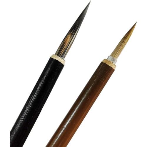 2 Pcs Wooden Writing Brushes Wolf Hair Traditional Chinese Calligraphy Painting Practice Festival Couplets Regular Script Supply