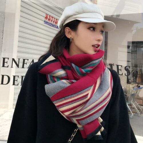 2019 Autumn Winter Female Wool Scarf Women Cashmere Scarves Wide Lattices Long Shawl Wrap Blanket Warm Tippet wholesale