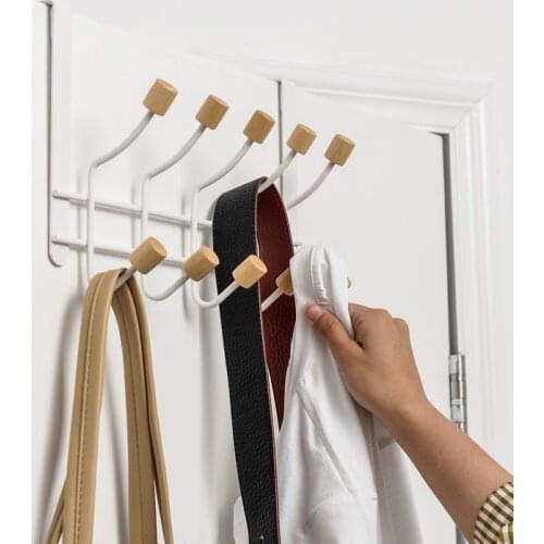 4/6/10 Door Hanging Hook Punch Free Hats Bags Holder Tie Scarf Key Hooks Iron Wall Hanger Clothes Coats Rack Towel Shelf