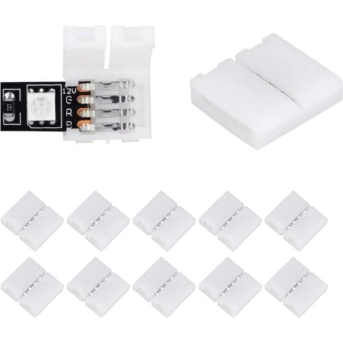 4-pin Led Light Strip Connectors 10mm Unwired Gapless Solderless Adapter Terminal Extension For Smd 5050 Multicolor Led Strip