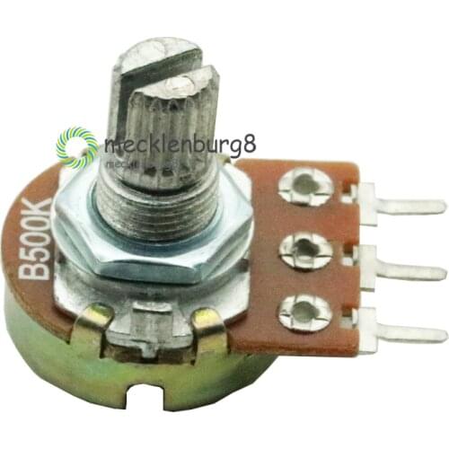 5Pcs B500K 500K Ohm 3 Pins Knurled Shaft Linear Rotary Taper Potentiometer