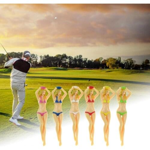 6Pcs/Set Golf Tees Funny Lady Shape Plastic Multifunctional Pin-up Golf Ball Holders for Sports
