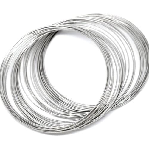 8SEASONS Steel Wire Beading Wire Bracelets Components Silver Color DIY Making Jewelry Findings 0.6mm, 6cm(2 3/8") Dia, 200 Loops