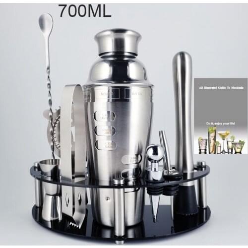 800/750/600/450ml Martini Drink Boston Stainless Steel Shaker Home Bar Tools Cocktail Shaker Set Bartender Kit Stand