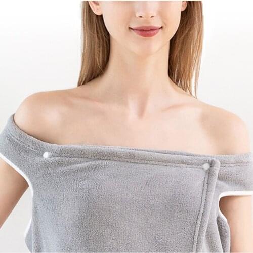 Women Coral Velvet Thickened Bathrobe Super Absorbent Lovely Adult Sling Home Bath Skirt Pajamas HSJ88