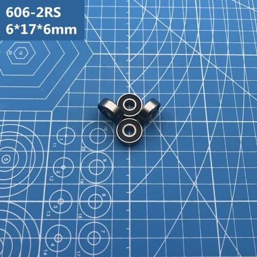 Free Shipping 10pcs ABEC-5 606-2RS (6*17*6 mm) Miniature Black Sealed 606RS Deep Groove Ball Bearings 606 2RS