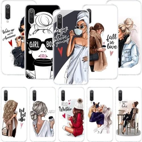 Princess Female Boss Coffee Phone Case For Xiaomi Mi Note 10 11 9 8 10T 9T CC9 A1 A2 A3 5X 6X Pocophone F1 X3 F2 Pro Lite Coque