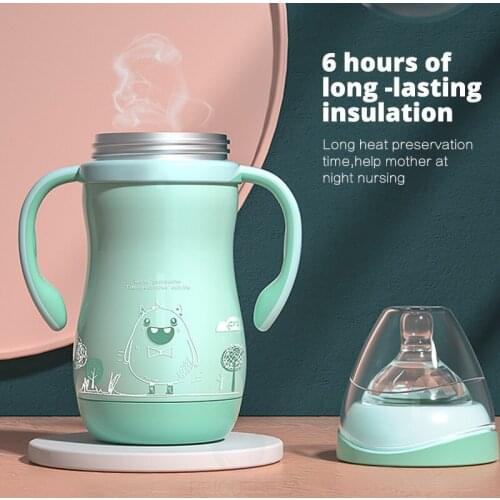 Baby Insulation Feeding Bottle Stainless Steel Leak-proof Drinking Milk Water Bottle Cartoon Thermos Vacuum Flask Sippy Cups