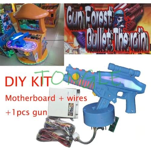 Childrens Game Machine Shooting Simulated Arcade Coin Operated Video Game DIY Kit Board PCB with Launch Gun