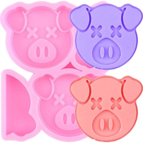 Disney Pig Straw Topper Silicone Mold DIY Craft Animal Keychain Epoxy Resin Mould Chocolate Candy Fondant Cake Decorating Tools