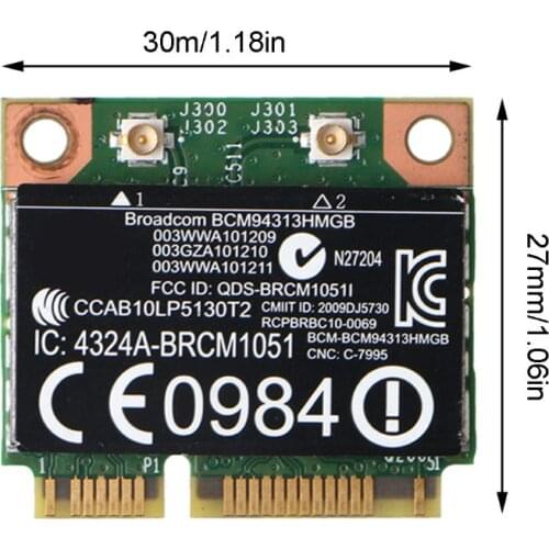 For Broadcom BCM94313HMGB BCM20702 Wifi +4.0 Bluetooth Half Mini PCI-E Wireless Card for-HP Laptop Computer P82A