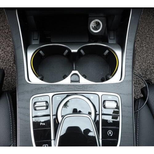 For Mercedes Benz C Class W205 Car Styling Inner Control Gear Shift Panel Water Cup Holder Cover Trim strip Sticker Accessories